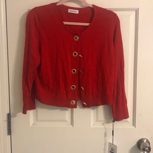 Red Calvin Klein 3/4 length cardigan